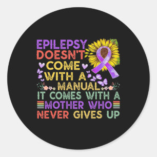 Epilepsy awareness sunflower  warrior purple vinta classic round sticker