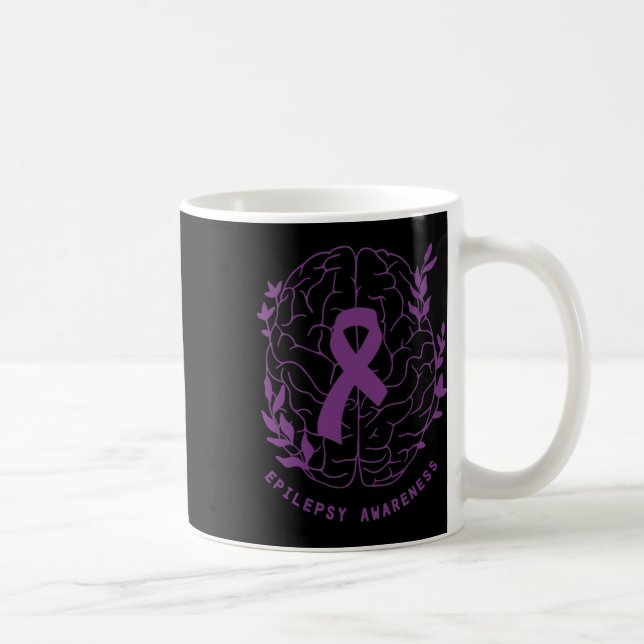 Epilepsy Awareness Support Epilepsy Purple Ribbon  Coffee Mug (Right)