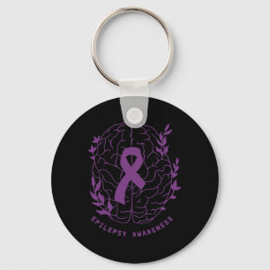 Epilepsy Awareness Support Epilepsy Purple Ribbon Key Ring