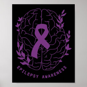 Epilepsy Awareness Support Epilepsy Purple Ribbon  Poster