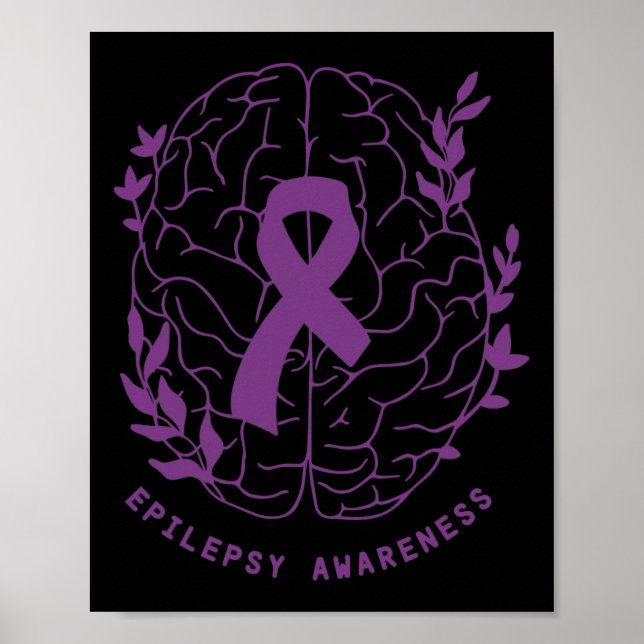 Epilepsy Awareness Support Epilepsy Purple Ribbon  Poster (Front)