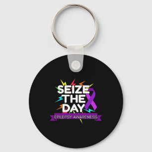 Epilepsy Awareness Survivor Purple Ribbon Key Ring