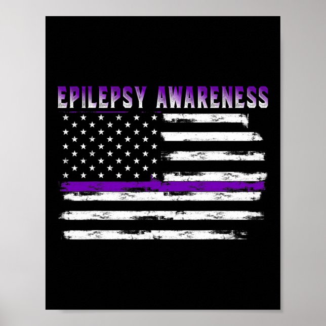 Epilepsy Awareness USA Flag American Epilepsy Supp Poster (Front)