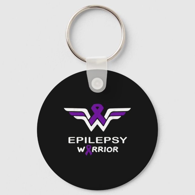 Epilepsy Awareness Warrior Support Survivor Purple Key Ring (Front)