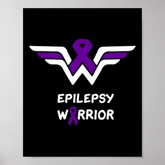 Epilepsy Awareness Warrior Support Survivor Purple Poster (Front)