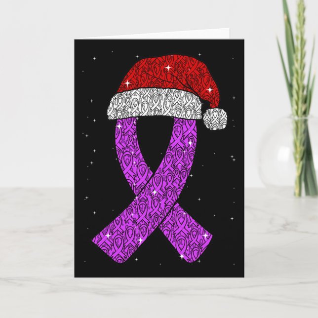 Epilepsy Christmas Hat Purple Awareness Ribbon Sei Card (Front)