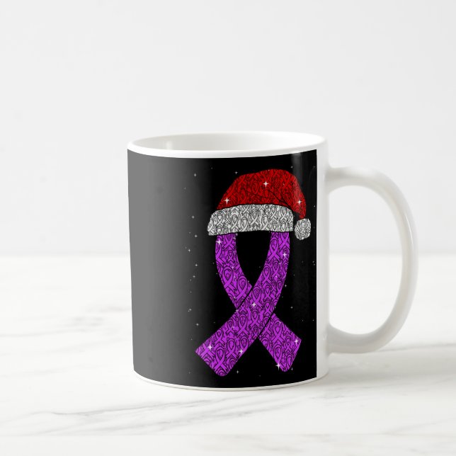 Epilepsy Christmas Hat Purple Awareness Ribbon Sei Coffee Mug (Right)