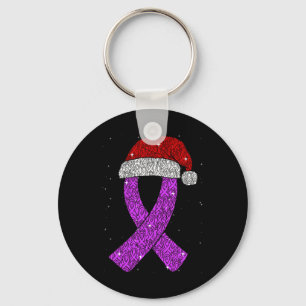 Epilepsy Christmas Hat Purple Awareness Ribbon Sei Key Ring