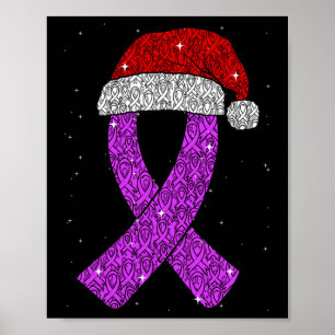 Epilepsy Christmas Hat Purple Awareness Ribbon Sei Poster