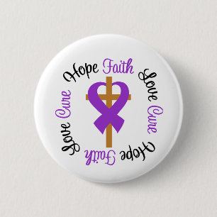 Epilepsy Faith Hope Love Cross 6 Cm Round Badge
