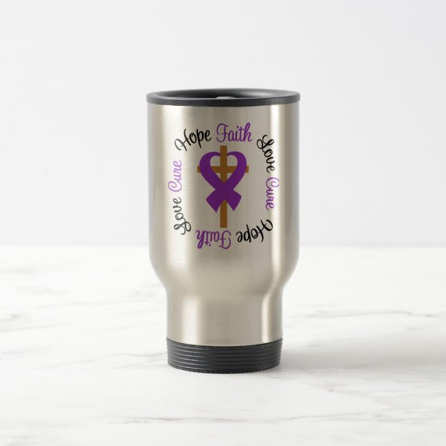 Epilepsy Faith Hope Love Cross Travel Mug (Center)
