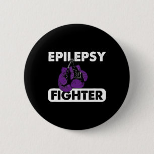 Epilepsy Fighter Boxing Survivor Purple Ribbon 6 Cm Round Badge