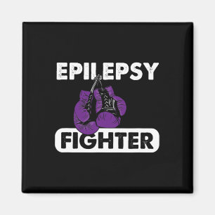 Epilepsy Fighter Boxing Survivor Purple Ribbon Magnet