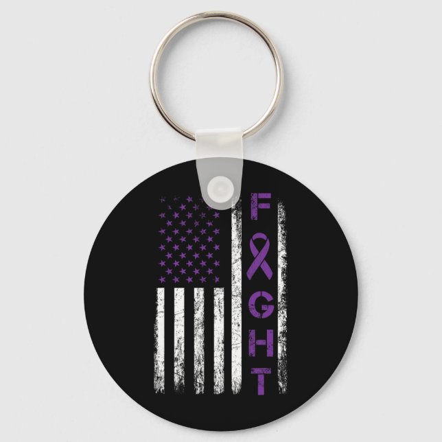 Epilepsy Fighter USA Flag - Fight Epilepsy Awarene Key Ring (Front)