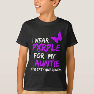 Epilepsy I Wear Purple For My Auntie Ribbon  T-Shirt