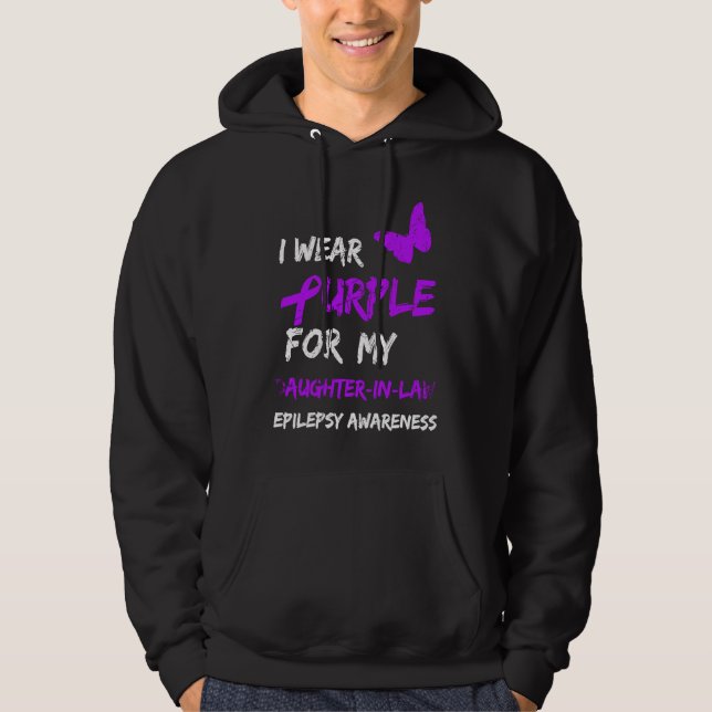 Epilepsy I Wear Purple For My Daughter In Law Ribb Hoodie (Front)