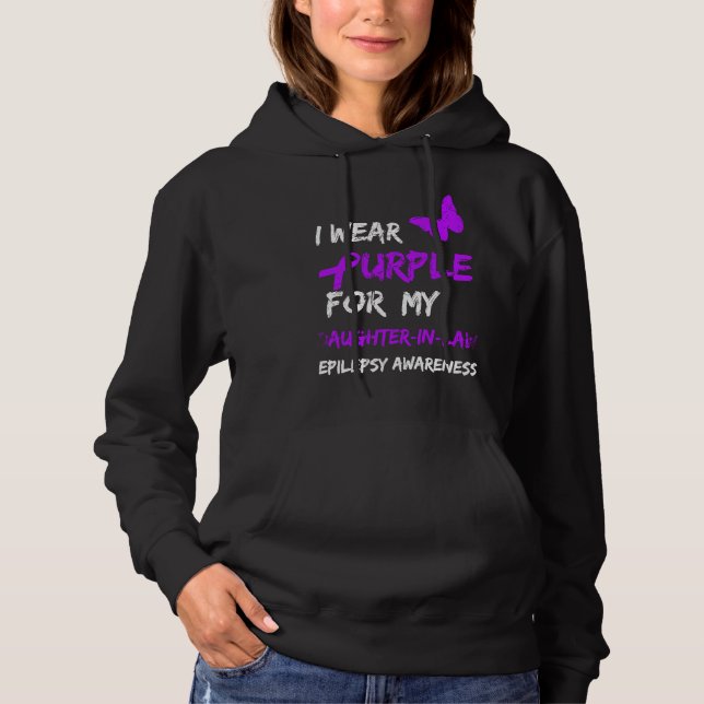 Epilepsy I Wear Purple For My Daughter In Law Ribb Hoodie (Front)