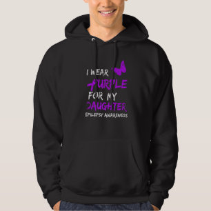 Epilepsy I Wear Purple For My Daughter Ribbon Hoodie