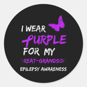 Epilepsy I Wear Purple For My Great-grandson Ribbo Classic Round Sticker