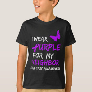 Epilepsy I Wear Purple For My Neighbor Ribbon T-Shirt