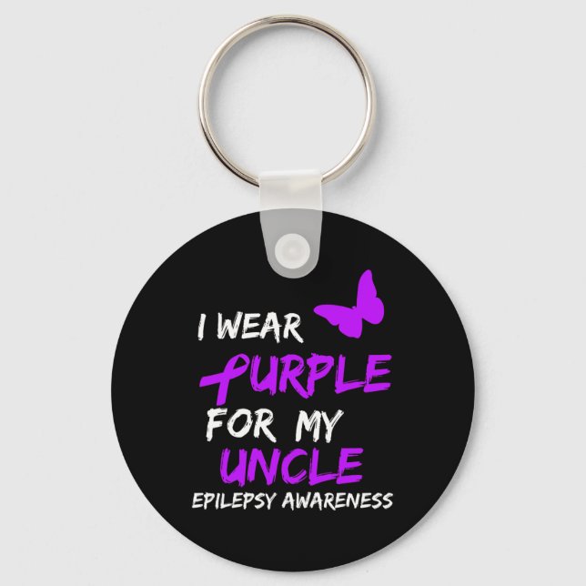 Epilepsy I Wear Purple For My Uncle Ribbon  Key Ring (Front)