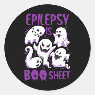 Epilepsy is Boo Sheet Purple Boos Funny Halloween Classic Round Sticker