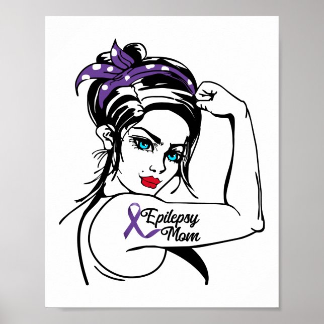 Epilepsy Mum Awareness Rosie Riveter  Ribbon Poster (Front)