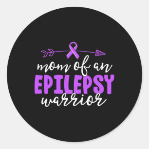 Epilepsy Mum  Purple Ribbon Awareness Mother   Classic Round Sticker