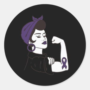 Epilepsy Not For The Weak Awareness Purple Ribbon  Classic Round Sticker