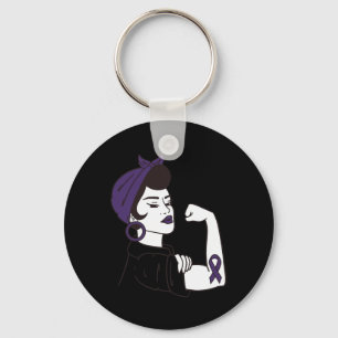 Epilepsy Not For The Weak Awareness Purple Ribbon  Key Ring