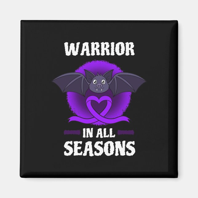 Epilepsy Purple Awareness Ribbon Warrior Bat Hallo Magnet (Front)
