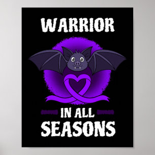 Epilepsy Purple Awareness Ribbon Warrior Bat Hallo Poster