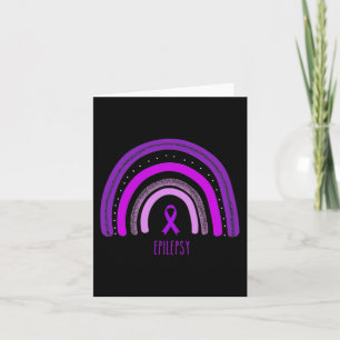 Epilepsy Rainbow Awareness Purple Ribbon Support W Card