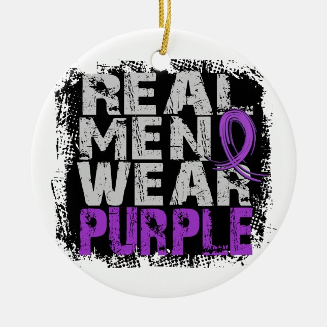Epilepsy Real Men Wear Purple Ceramic Tree Decoration (Front)