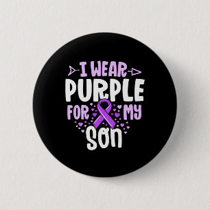 Epilepsy Ribbon I Wear Purple For My Son Gift Awar 6 Cm Round Badge