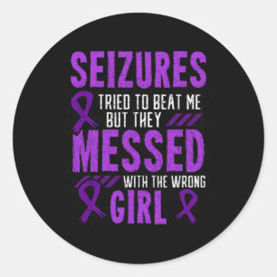 Epilepsy Seizure Neurological Disorder Purple Ribb Classic Round Sticker