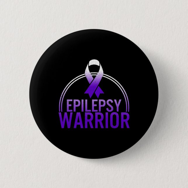 Epilepsy Warrior Awareness Seizure Support Purple  6 Cm Round Badge (Front)