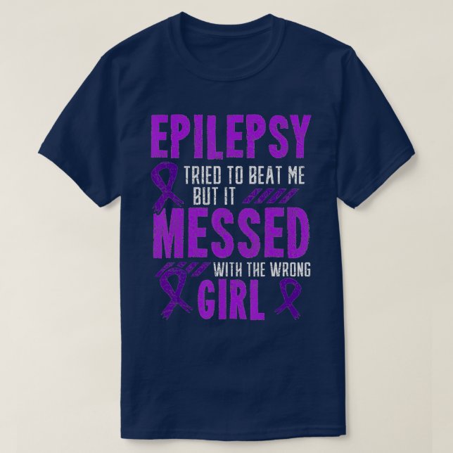 Epilepsy Warrior Day Epileptic Girl Purple Survivo T-Shirt (Design Front)