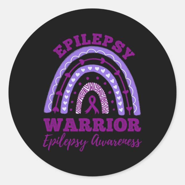 Epilepsy Warrior Epilepsy Awareness Rainbow  Classic Round Sticker (Front)