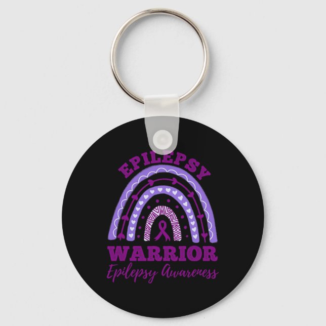 Epilepsy Warrior Epilepsy Awareness Rainbow  Key Ring (Front)