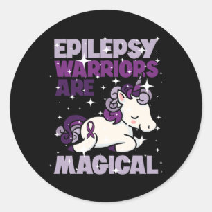 Epilepsy Warrior Epileptic Day Purple Unicorn Love Classic Round Sticker