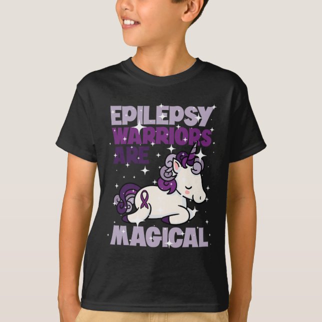Epilepsy Warrior Epileptic Day Purple Unicorn Love T-Shirt (Front)