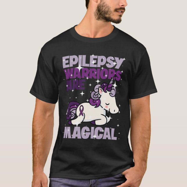 Epilepsy Warrior Epileptic Day Purple Unicorn Love T-Shirt (Front)