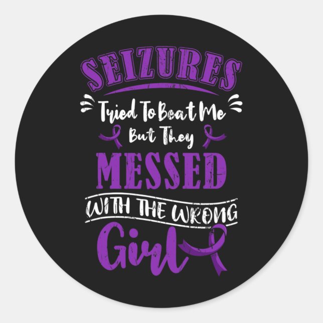 Epilepsy Warrior Epileptic Girl Seizure Disorder A Classic Round Sticker (Front)