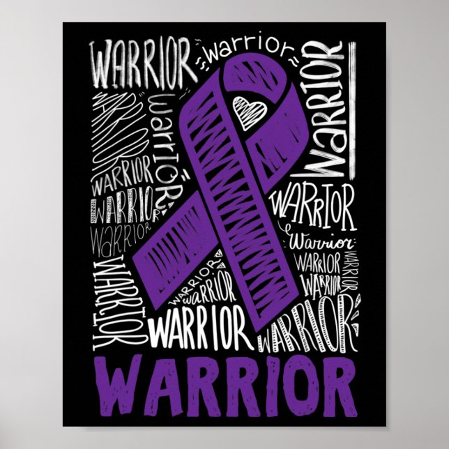 Epilepsy Warrior Family Support Gift Purple Ribbon Poster (Front)