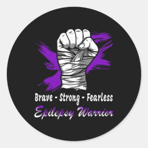 Epilepsy Warrior Fighter Purple Ribbon Epilepsy Su Classic Round Sticker