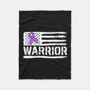 Epilepsy Warrior Gift Purple American Flag Awarene Fleece Blanket
