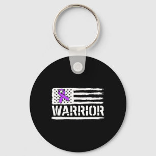 Epilepsy Warrior Gift Purple American Flag Awarene Key Ring
