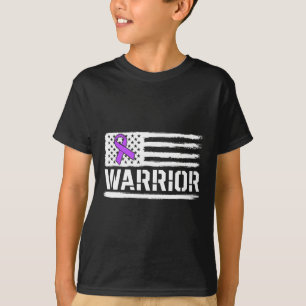 Epilepsy Warrior Gift Purple American Flag Awarene T-Shirt