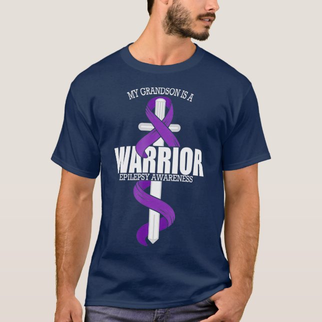 Epilepsy Warrior Grandson Epilepsy Awareness T-Shirt (Front)